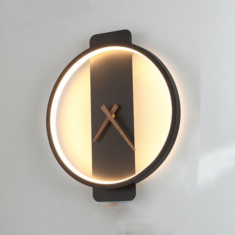 Modern Nordic Bedside Wall Lamp with Clock Design