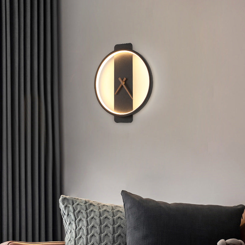 Modern Nordic Bedside Wall Lamp with Clock Design