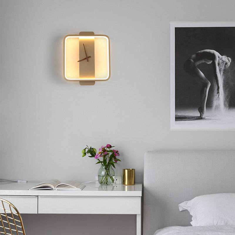 Modern Nordic Bedside Wall Lamp with Clock Design