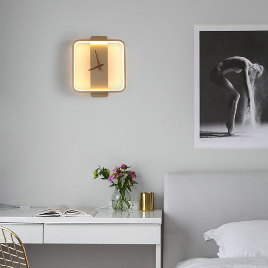 Modern Nordic Bedside Wall Lamp with Clock