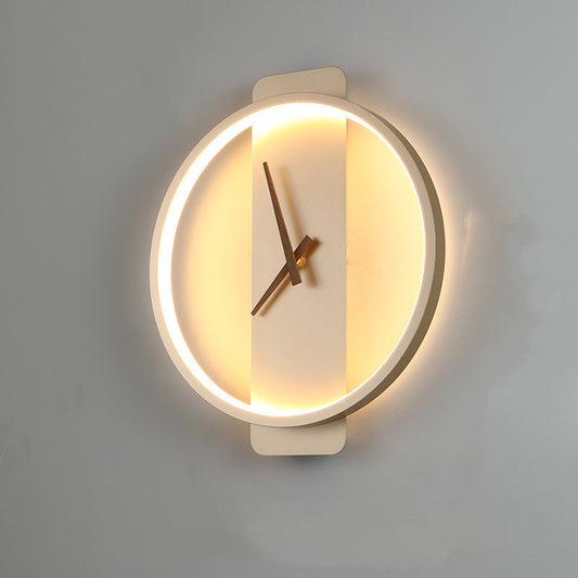 Modern Nordic Bedside Wall Lamp with Clock Design