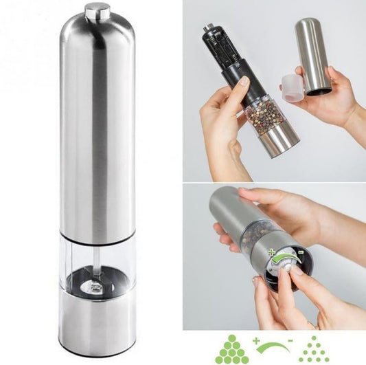 Electric Stainless Steel Pepper & Spice Grinder – One-Touch with LED Light