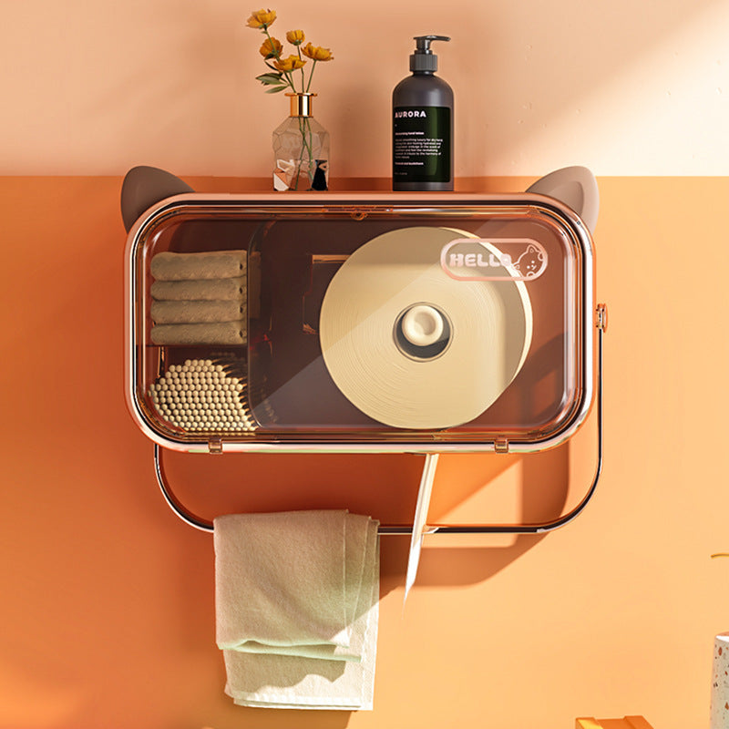 Wall-mounted storage box for disposable face cloths or cleaning towels