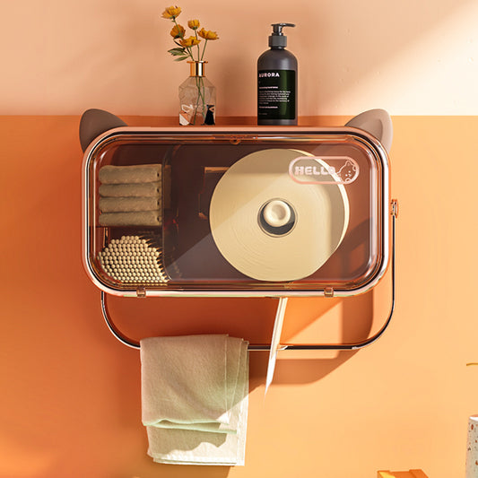 Wall-mounted storage box for disposable face cloths or cleaning towels