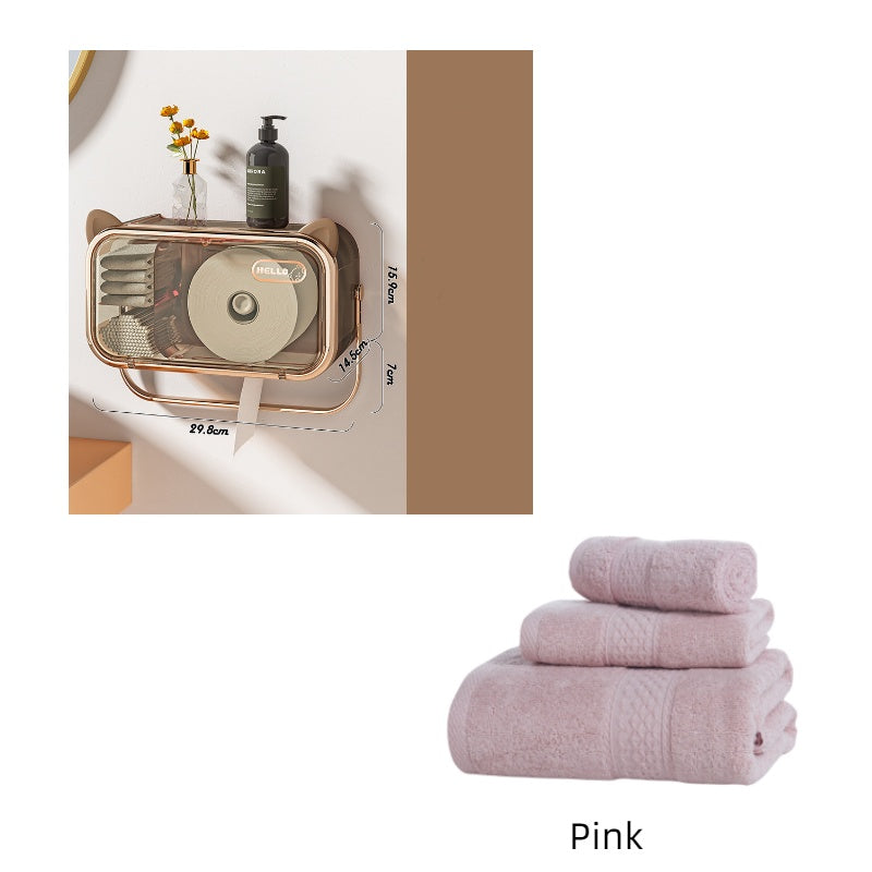 Wall-mounted storage box for disposable face cloths or cleaning towels