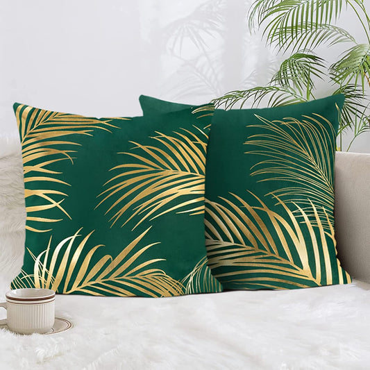 Gold Leaf Velvet Cushion Cover