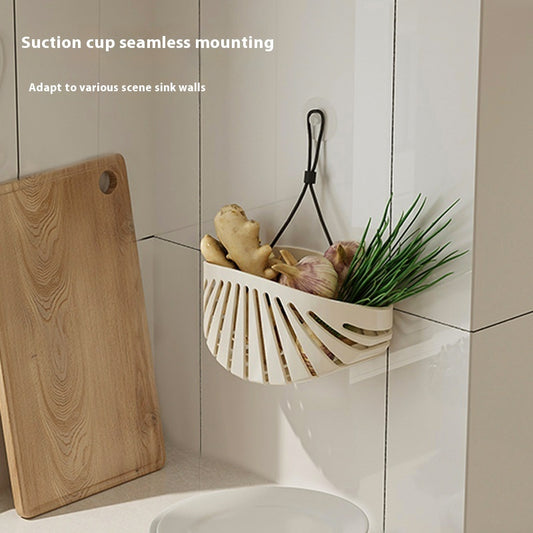 Punch-free sink filter and drain basket for easy kitchen organisation