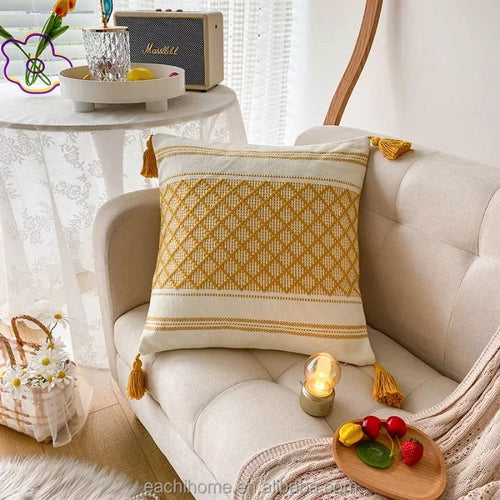 Moroccan Tufted Tassel Cushion Cover