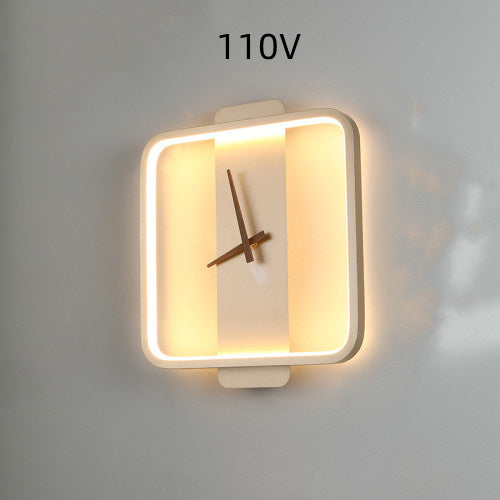Modern Nordic Bedside Wall Lamp with Clock Design