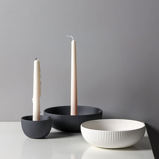 Handmade Ceramic Candle Tray & Holder – Matte White Porcelain Home Decor