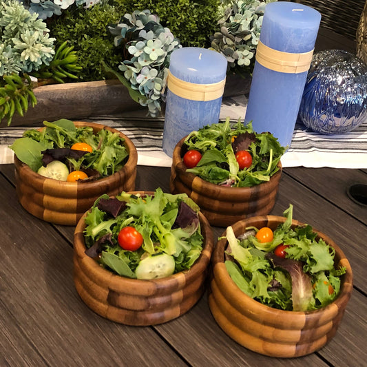 Individual Acacia Salad Bowls — Set of 4