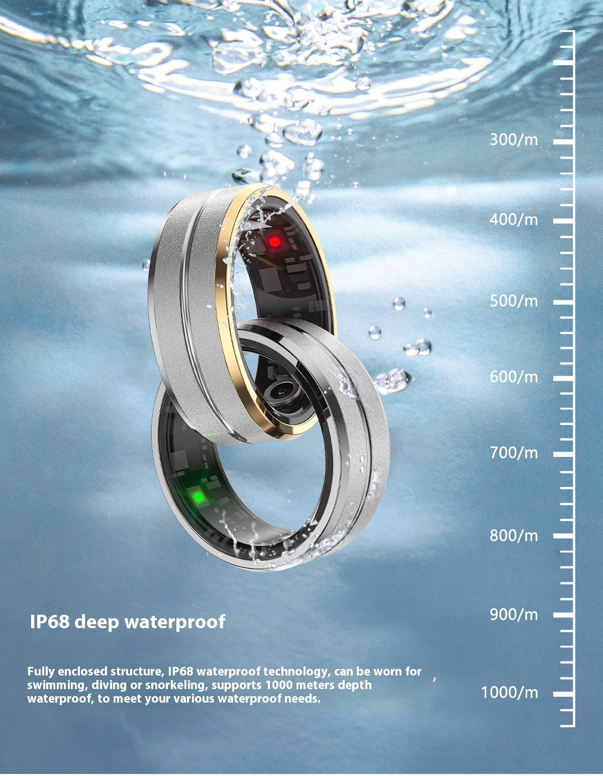 2024 Smart Ring – Heart Rate & Blood Oxygen Monitor, Multi-Sport Modes, IP68 Waterproof, Compatible with Android & iOS