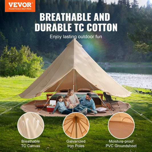 Canvas Bell Tent, 4 Seasons 7 m/22.97 ft Yurt Tent, Canvas Tent for