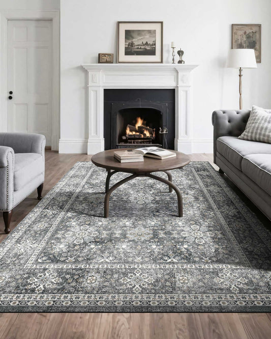 Area Rug, 8 x 10 ft Large Washable Rug, Non-Slip and Tear-Resistant