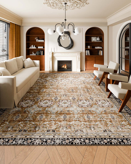 Area Rug, 9 x 12 ft Large Washable Rug, Non-Slip and Tear-Resistant