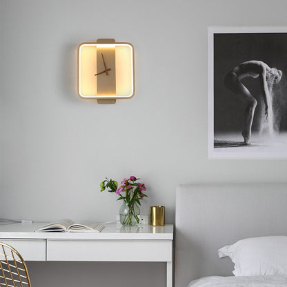 Modern Nordic Bedside Wall Lamp with Clock