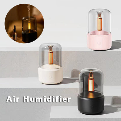 Candlelight Aroma Humidifier – Flickering LED Glow Diffuser