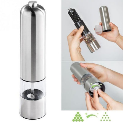 Electric Stainless Steel Pepper & Spice Grinder – One-Touch with LED Light