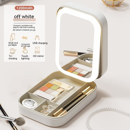 LED Makeup Storage Box with Mirror – Lighted Vanity Organiser with Touch Control