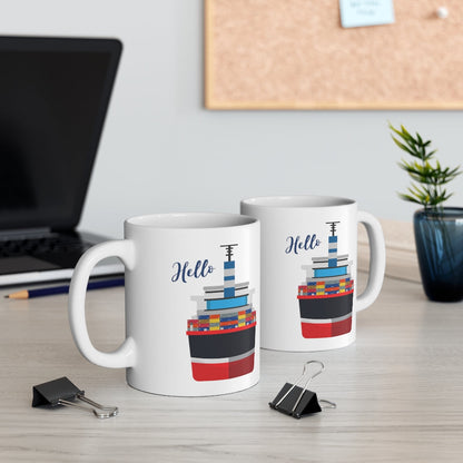 Container Ship Ceramic Mug — 11oz