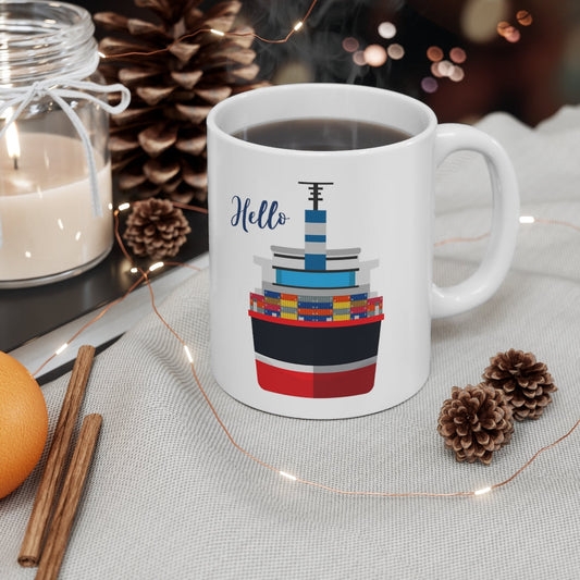Container Ship Ceramic Mug — 11oz
