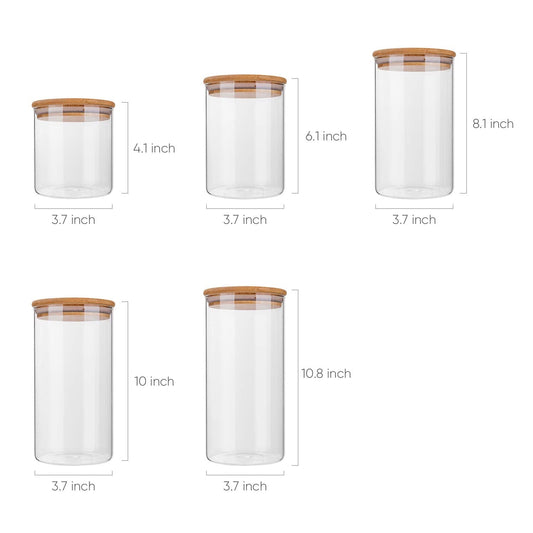Glass Storage Jars with Bamboo Lids — Set