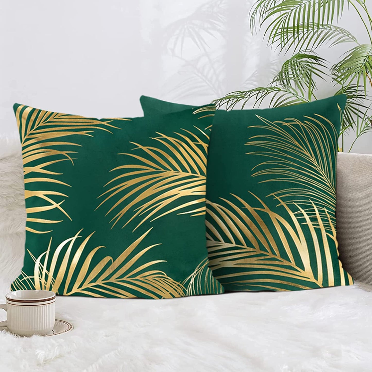 Gold Leaf Velvet Cushion Cover
