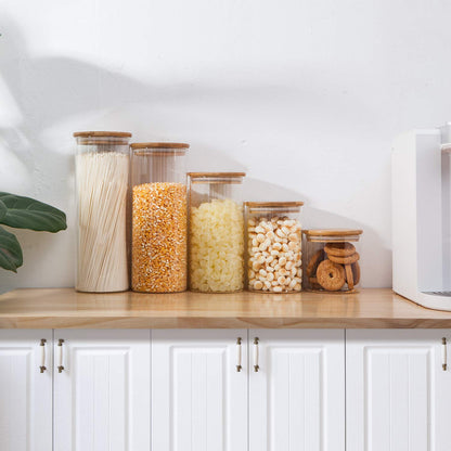 Glass Storage Jars with Bamboo Lids — Set