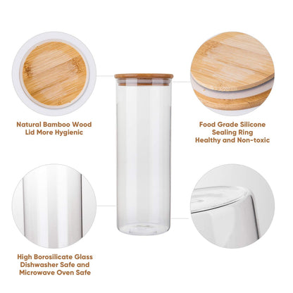 Glass Storage Jars with Bamboo Lids — Set