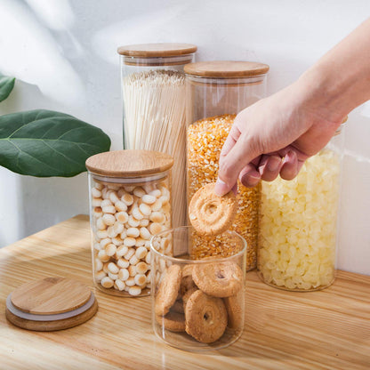 Glass Storage Jars with Bamboo Lids — Set