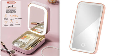 LED Makeup Storage Box with Mirror – Lighted Vanity Organiser with Touch Control