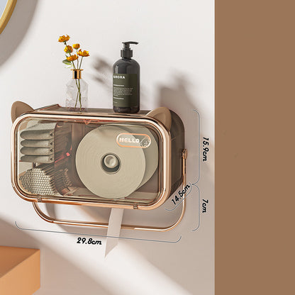 Wall-mounted storage box for disposable face cloths or cleaning towels