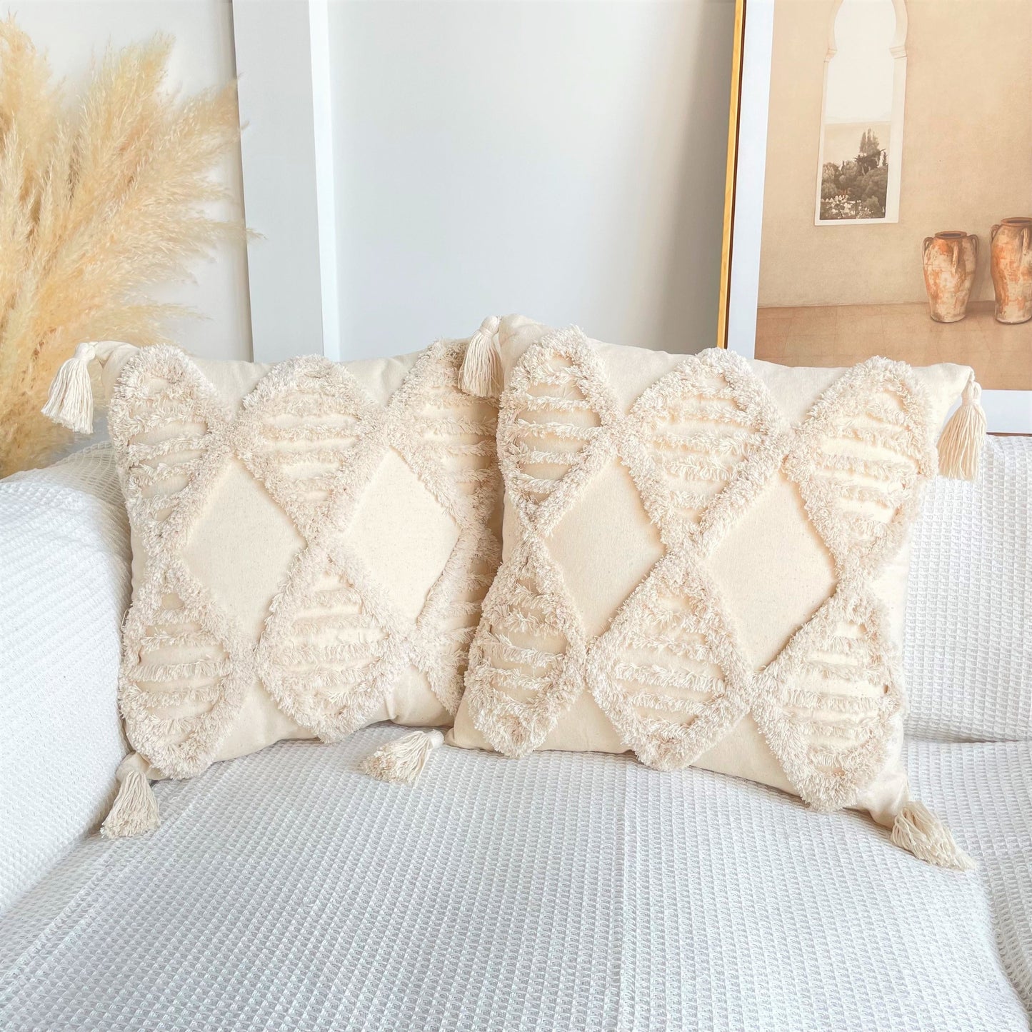 Boho Cotton Tufted Cushion Cover
