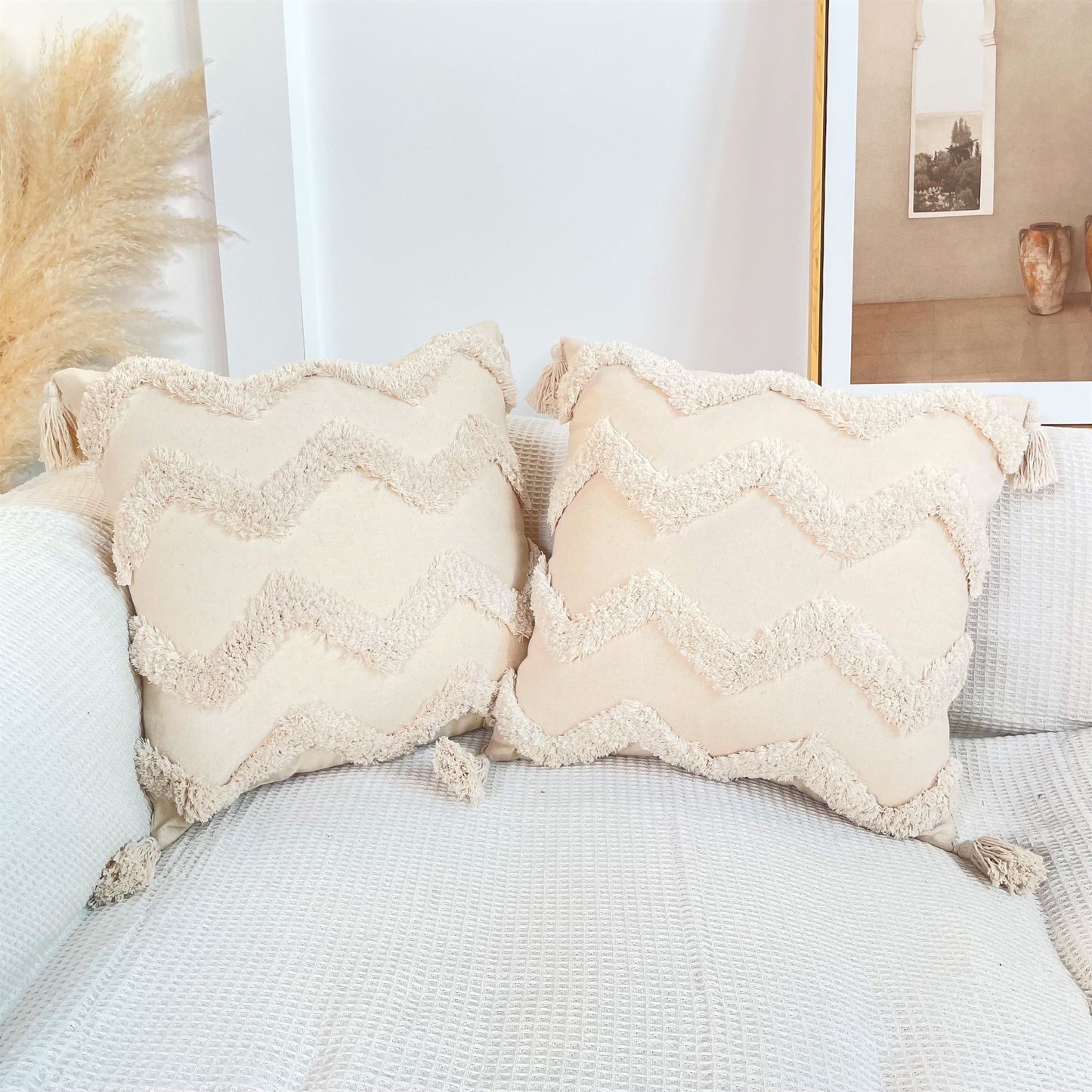 Boho Cotton Tufted Cushion Cover
