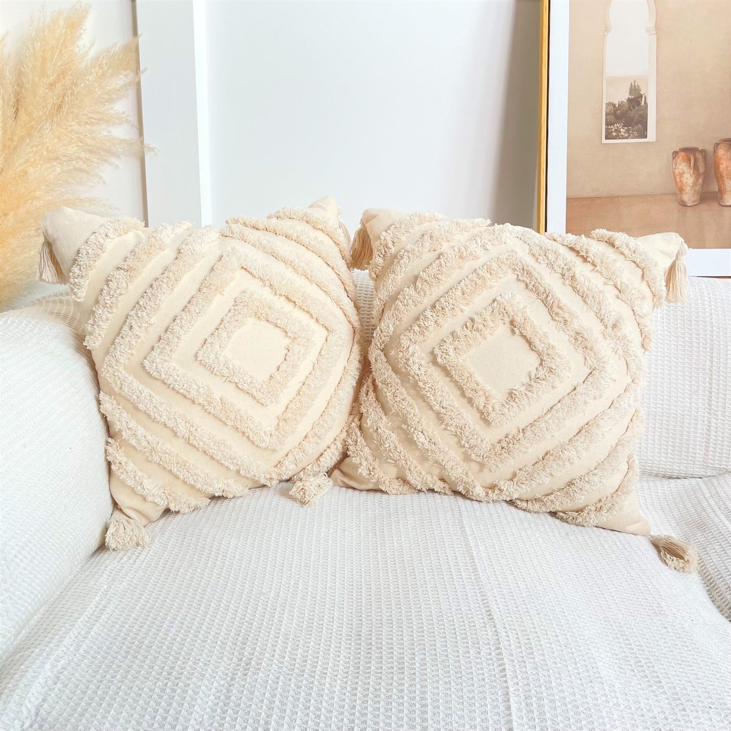 Boho Cotton Tufted Cushion Cover