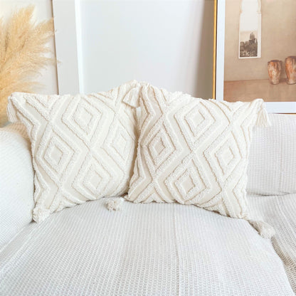 Boho Cotton Tufted Cushion Cover — Design 9 & 10