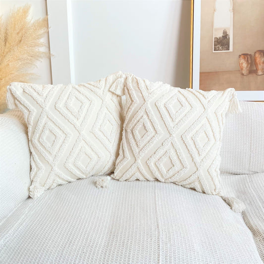 Boho Cotton Tufted Cushion Cover — Design 9 & 10