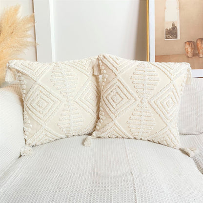 Boho Cotton Tufted Cushion Cover — Design 9 & 10