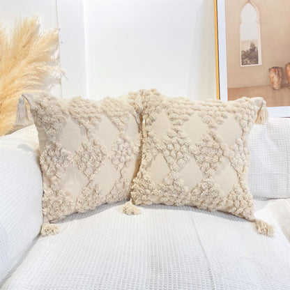 Boho Cotton Tufted Cushion Cover