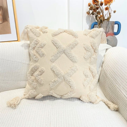 Boho Cotton Tufted Cushion Cover