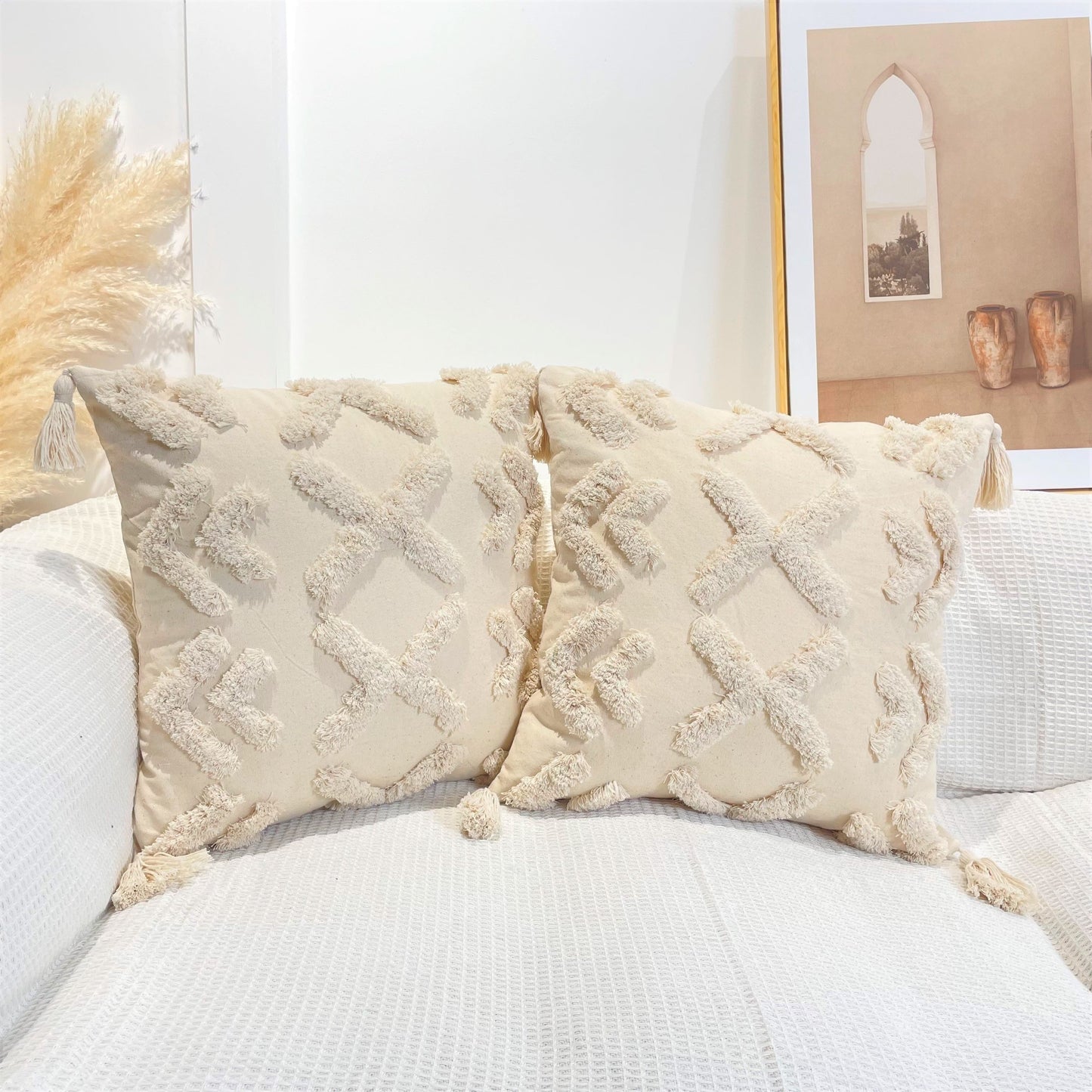 Boho Cotton Tufted Cushion Cover