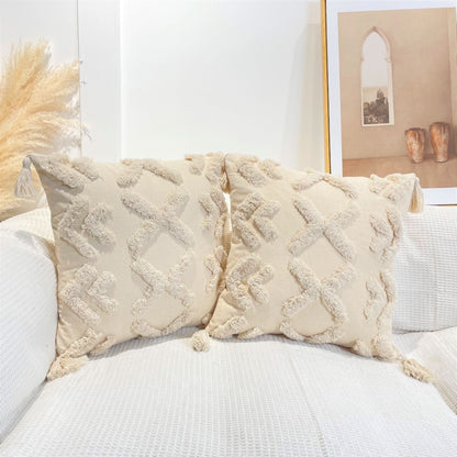 Boho Cotton Tufted Cushion Cover