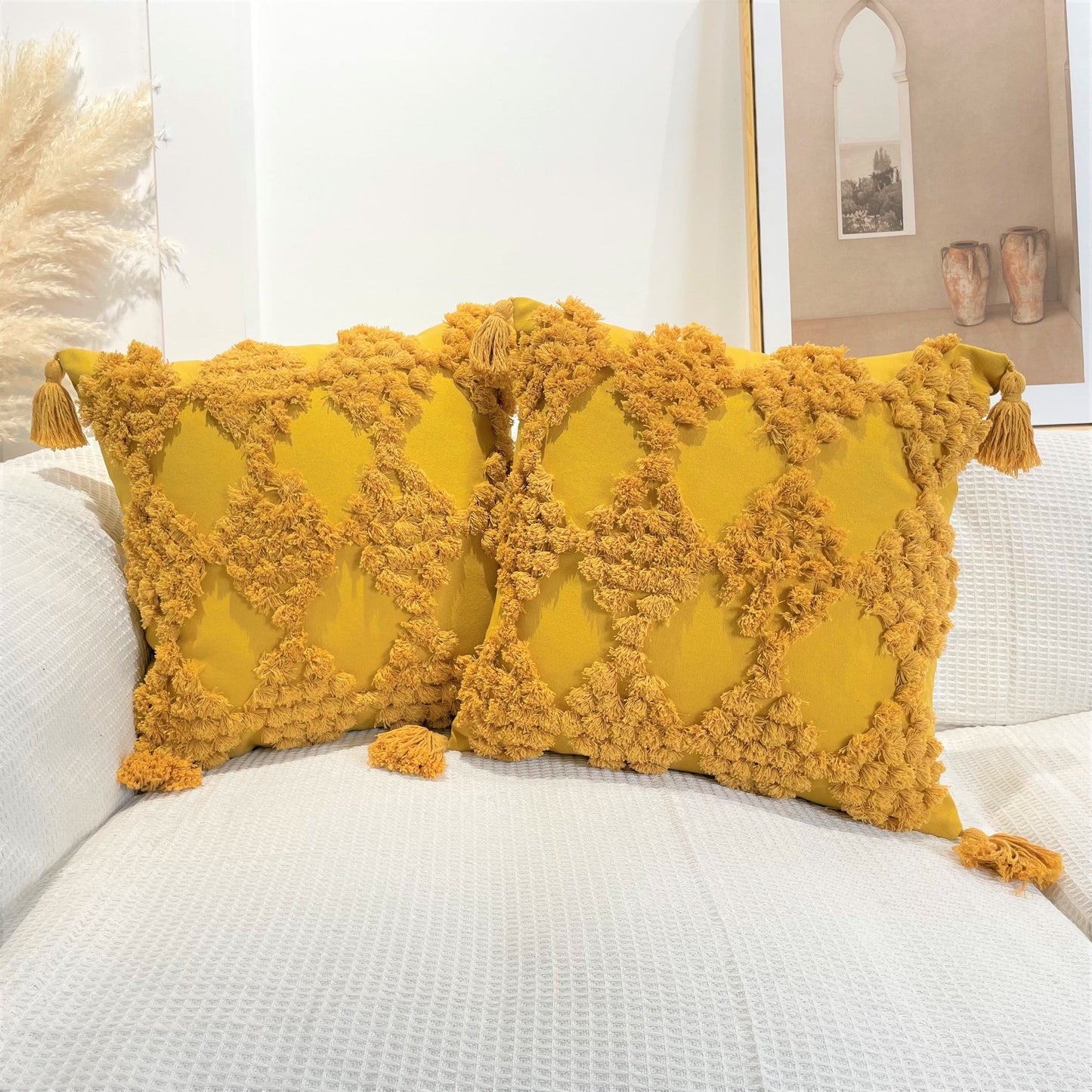 Boho Cotton Tufted Cushion Cover