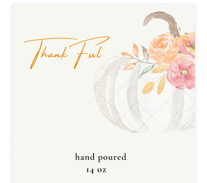 Thankful 14 oz Soy Candle in Frosted Container w/Bamboo Lid
