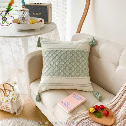 Moroccan Tufted Tassel Cushion Cover