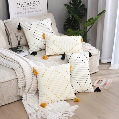 Boho Tufted Tassel Cushion Cover