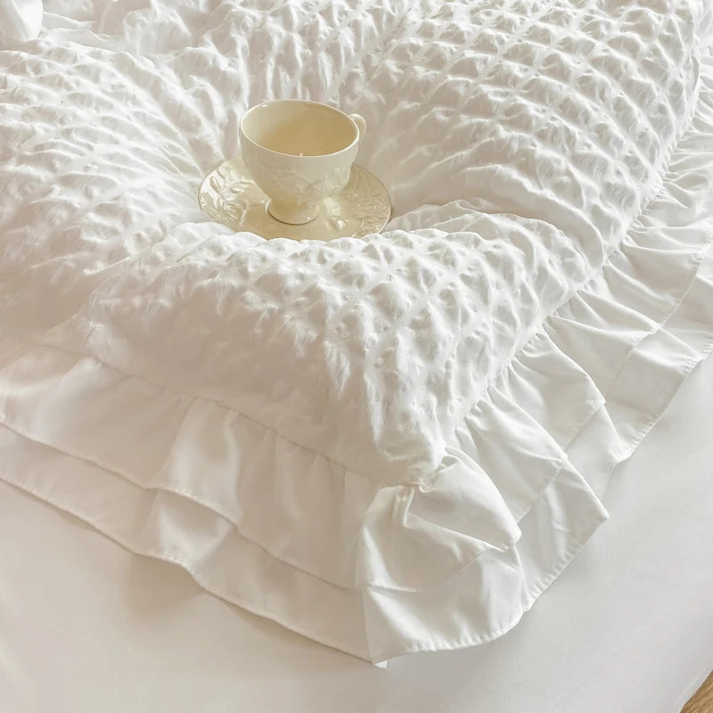 3pcs Korean lace Bedding set seersucker Duvet Cover Set (1*Duvet Cover