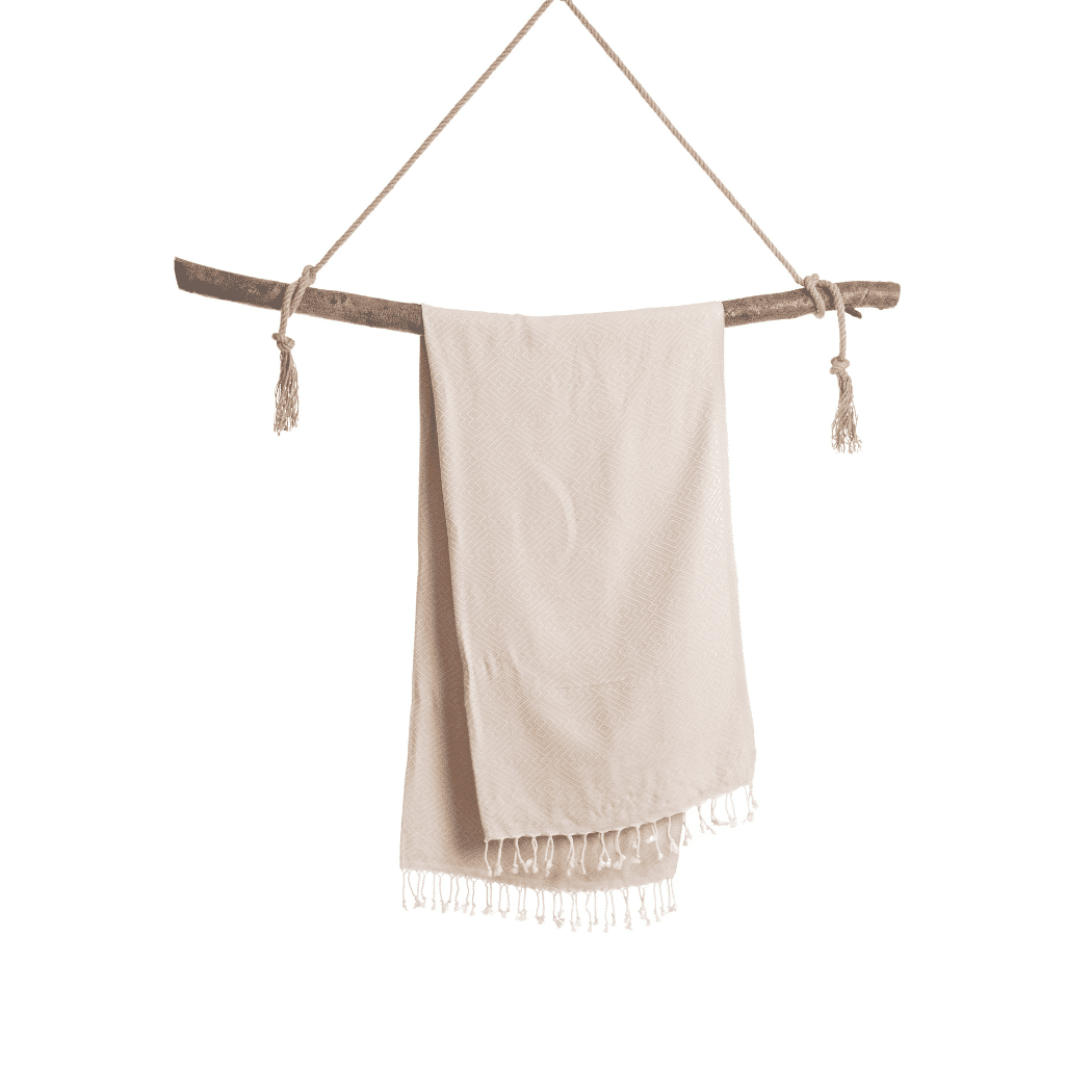 XXL Beach Spa Towel, Cotton Plaid Beige 200x250 cm
