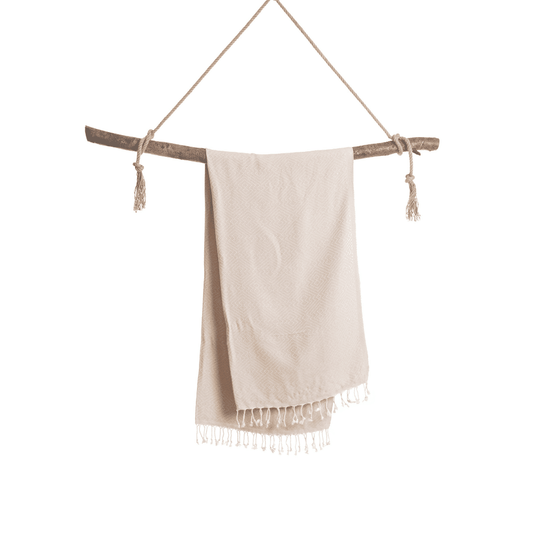 XXL Beach Spa Towel, Cotton Plaid Beige 200x250 cm