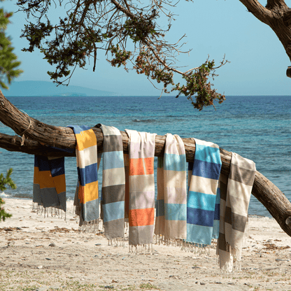 Beach Pool Hammam Towel, Blue Turquoise in Gift Box